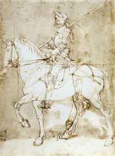knight on horseback vintage drawing